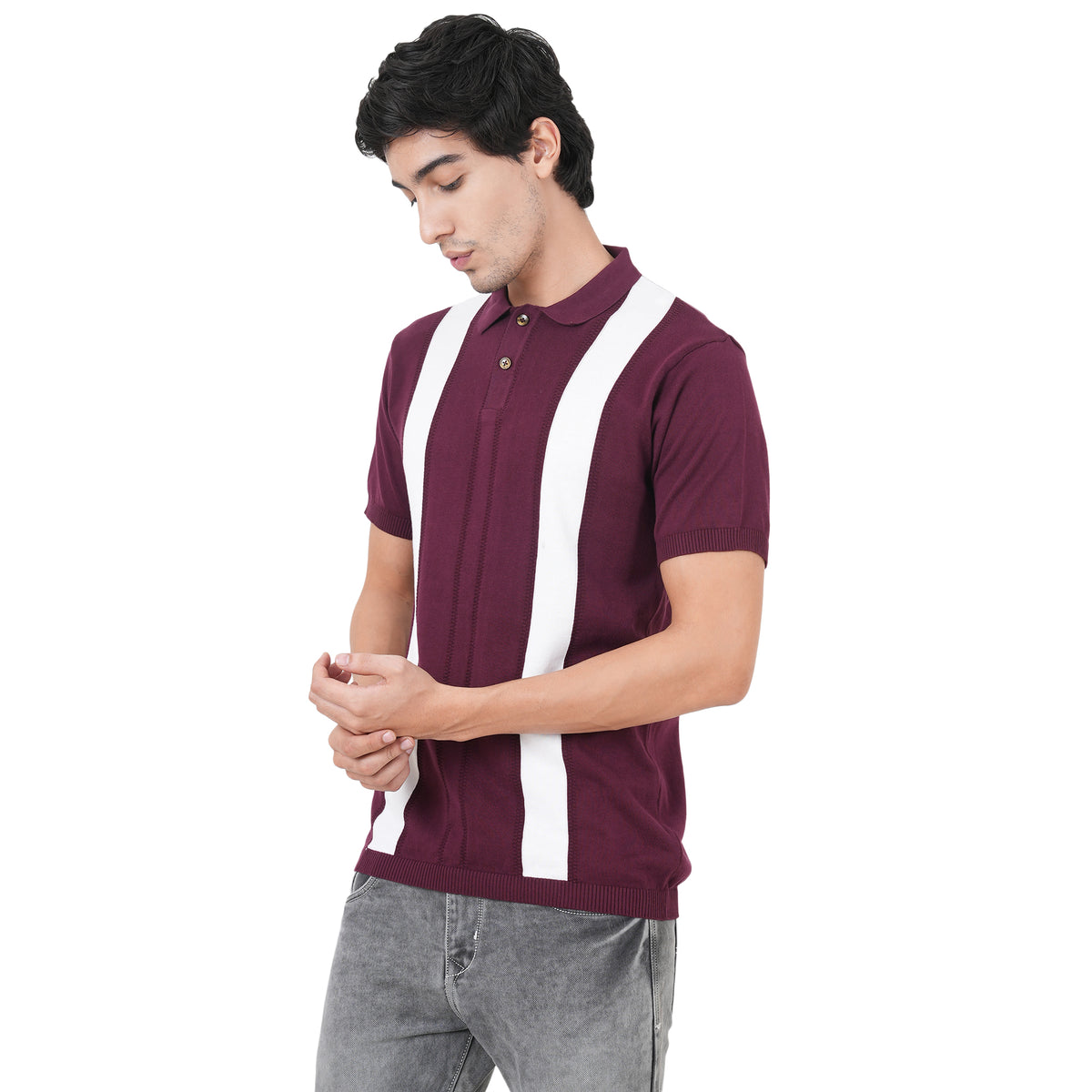 Men Button Polo Neck Pure Cotton