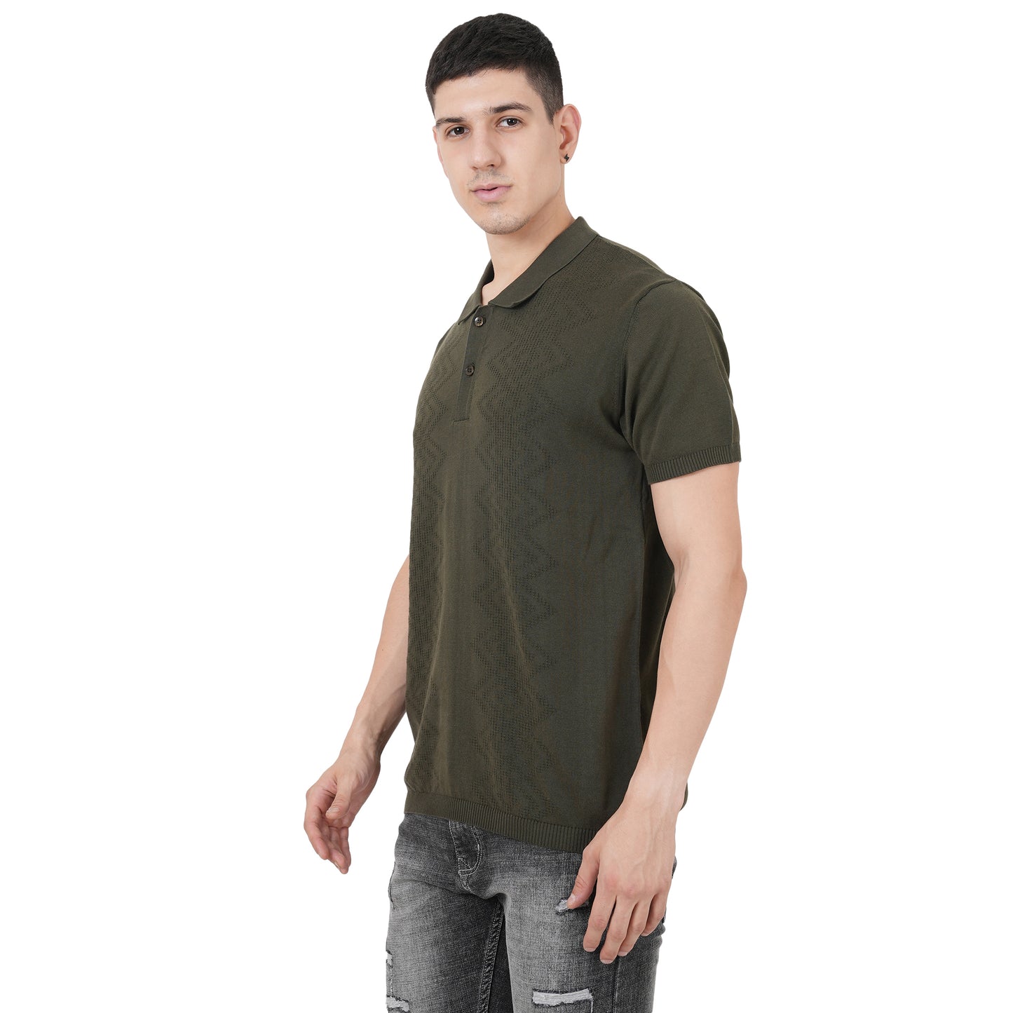 Men Button Polo Neck Pure Cotton