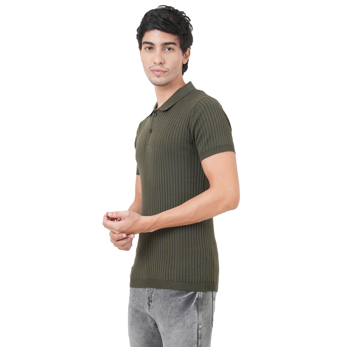 Men Button Polo Neck Pure Cotton