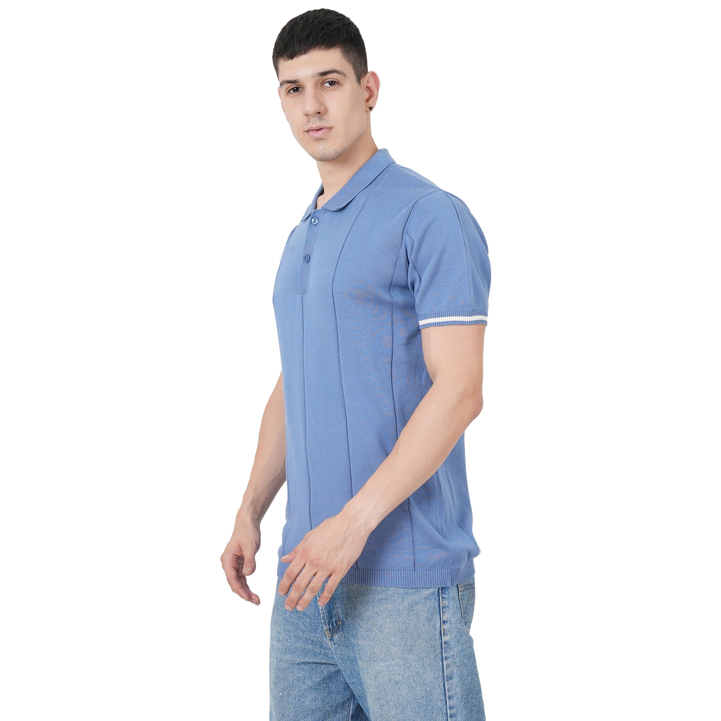 Men Button Polo Neck Pure Cotton
