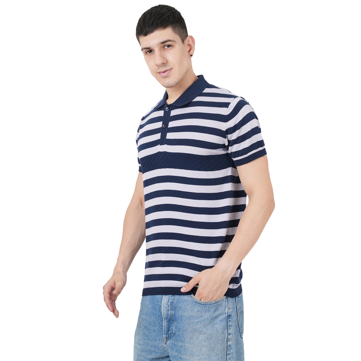 Men Button Polo Neck Pure Cotton