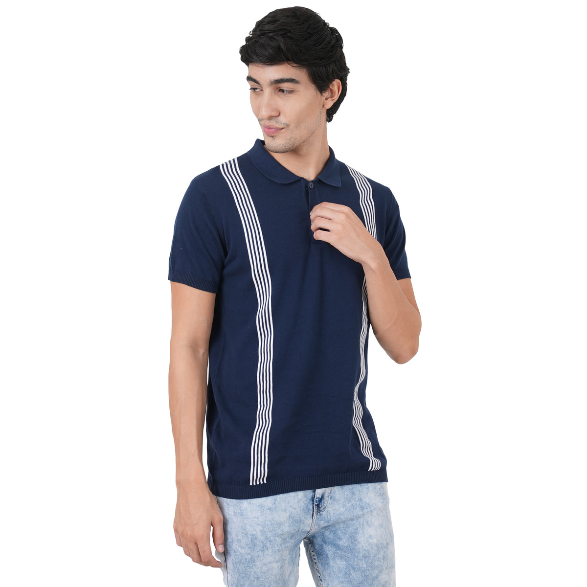 Men Button Polo Neck Pure Cotton