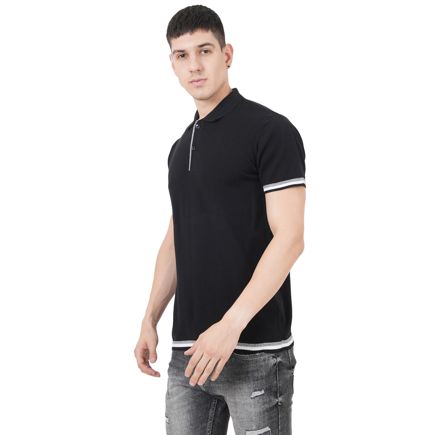 Men Button Polo Neck Pure Cotton