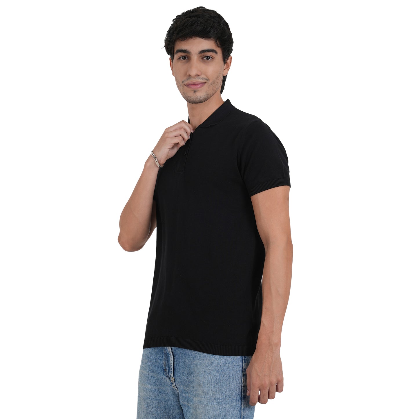 Men Button Polo Neck Pure Cotton