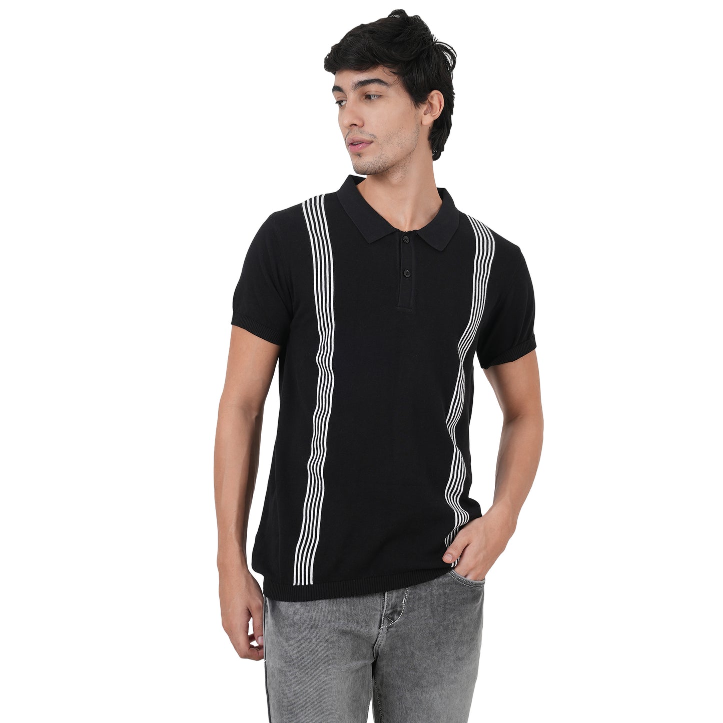 Men Button Polo Neck Pure Cotton