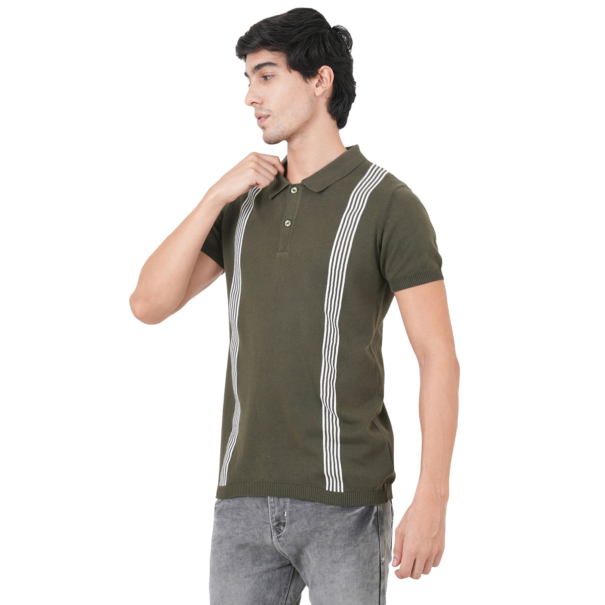 Men Button Polo Neck Pure Cotton