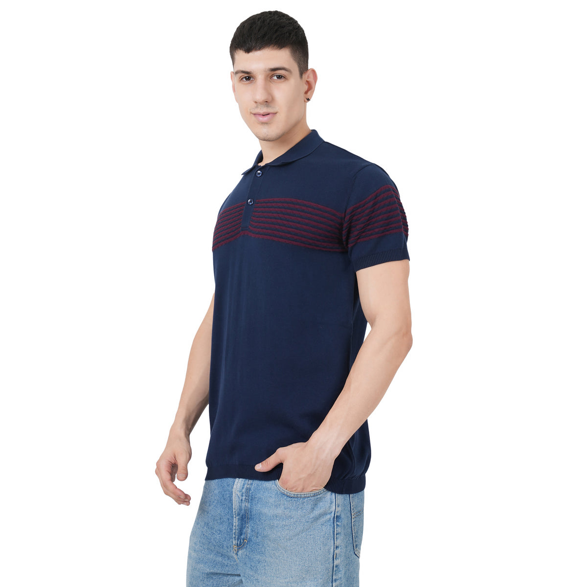 Men Button Polo Neck Pure Cotton