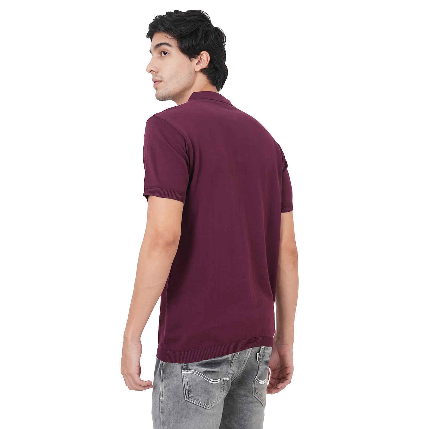 Men Button Polo Neck Pure Cotton