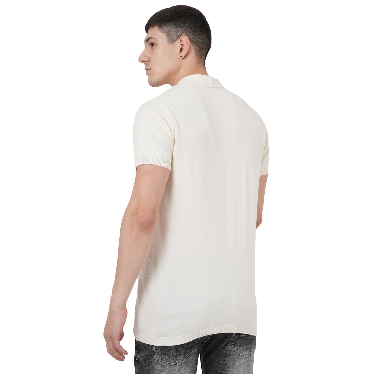 Men Button Polo Neck Pure Cotton