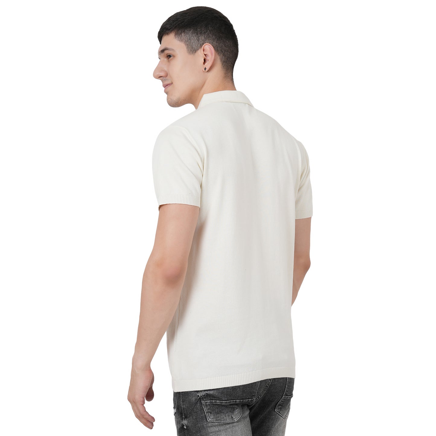 Men Button Polo Neck Pure Cotton