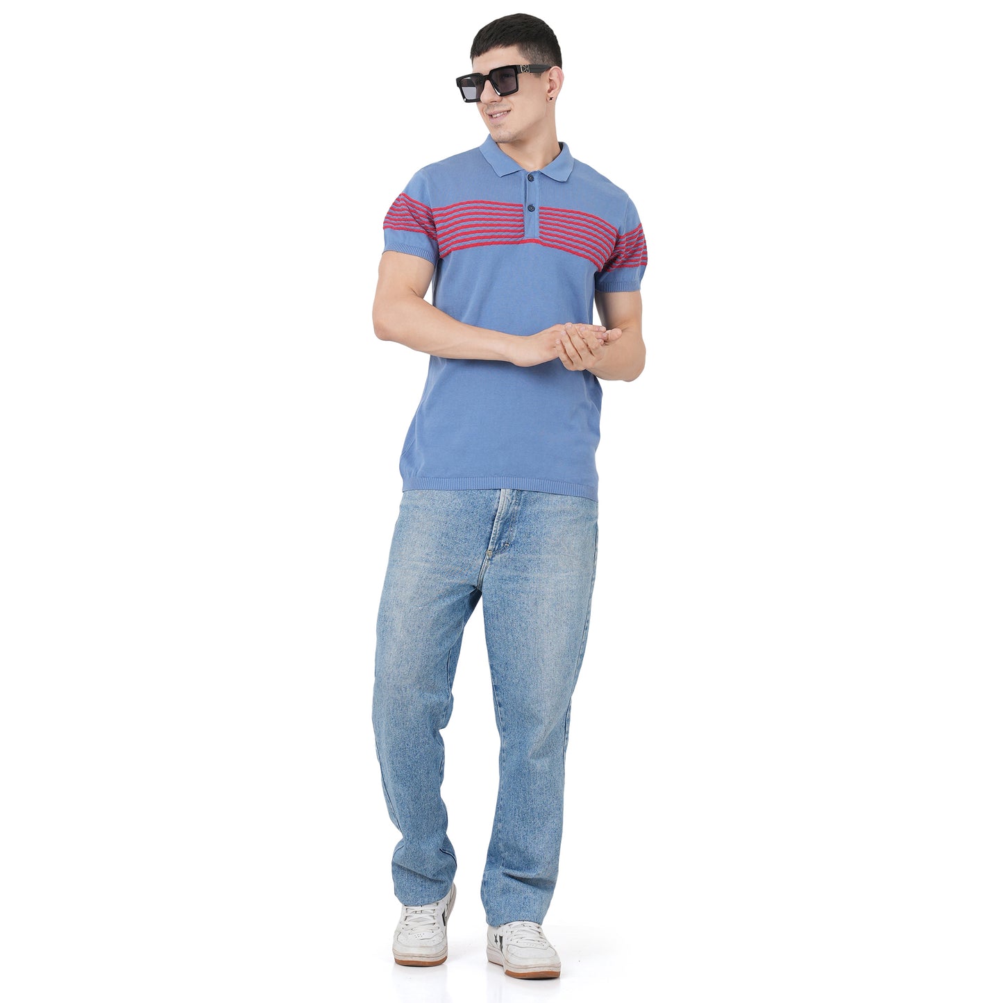 Men Button Polo Neck Pure Cotton