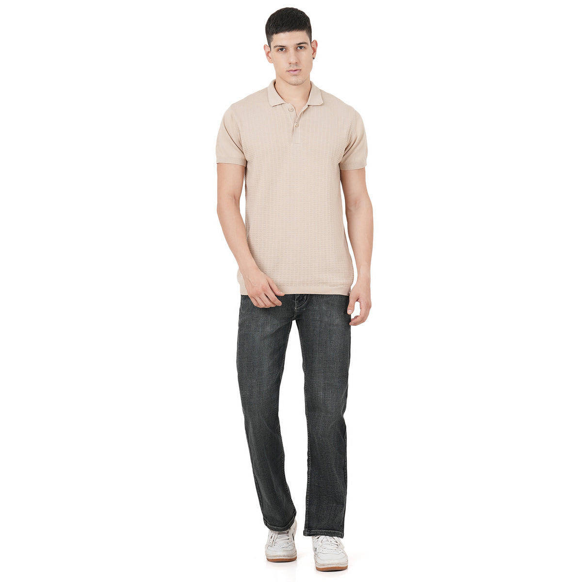 Men Button Polo Neck Pure Cotton