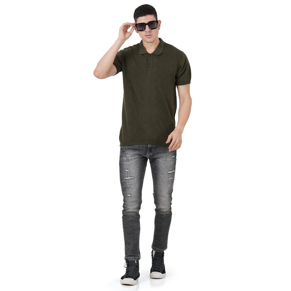 Men Button Polo Neck Pure Cotton
