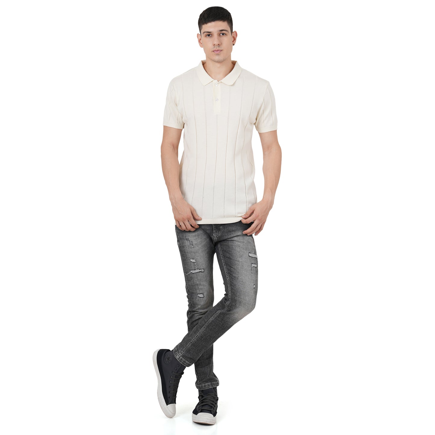 Men Button Polo Neck Pure Cotton