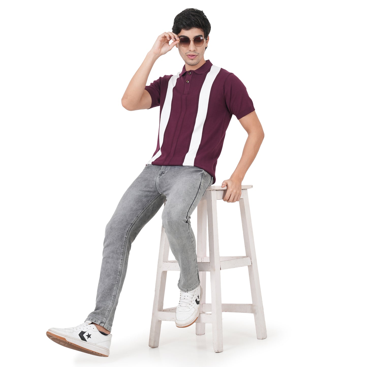 Men Button Polo Neck Pure Cotton