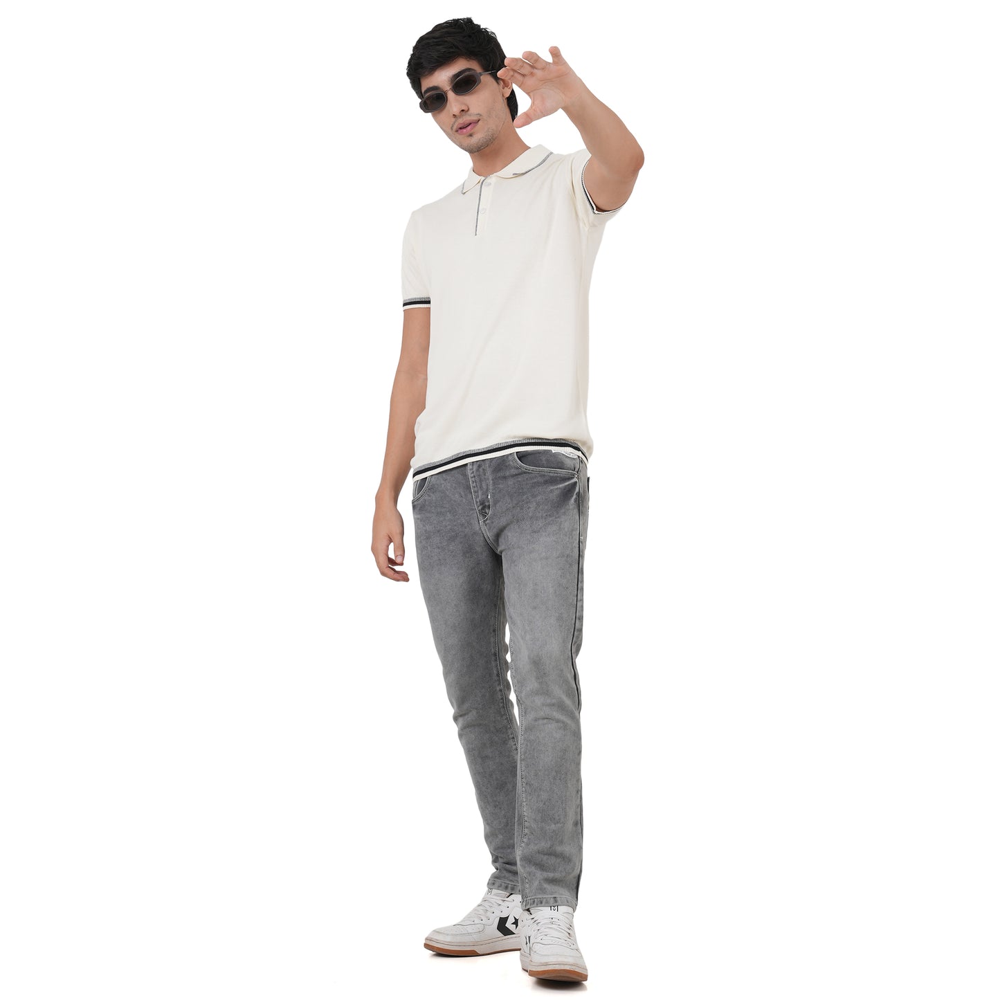 Men Button Polo Neck Pure Cotton