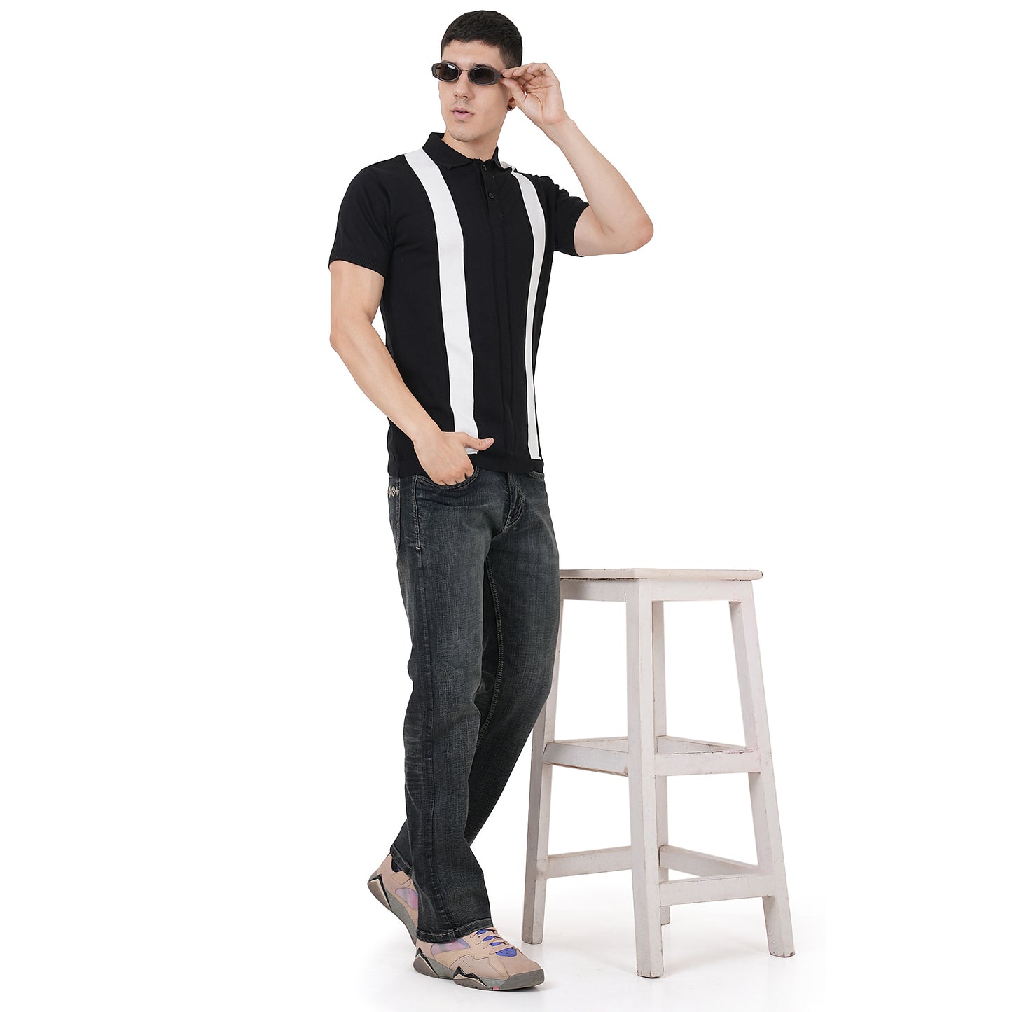 Men Button Polo Neck Pure Cotton