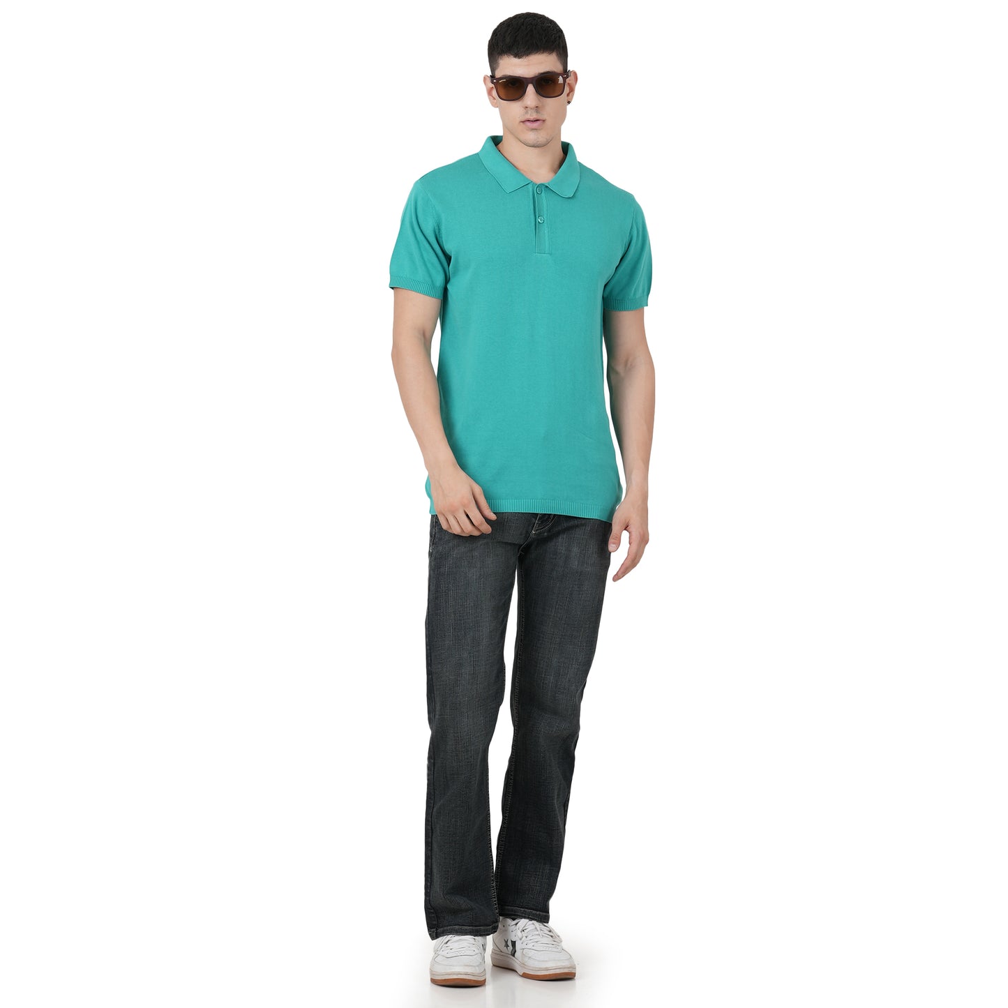 Men Button Polo Neck Pure Cotton