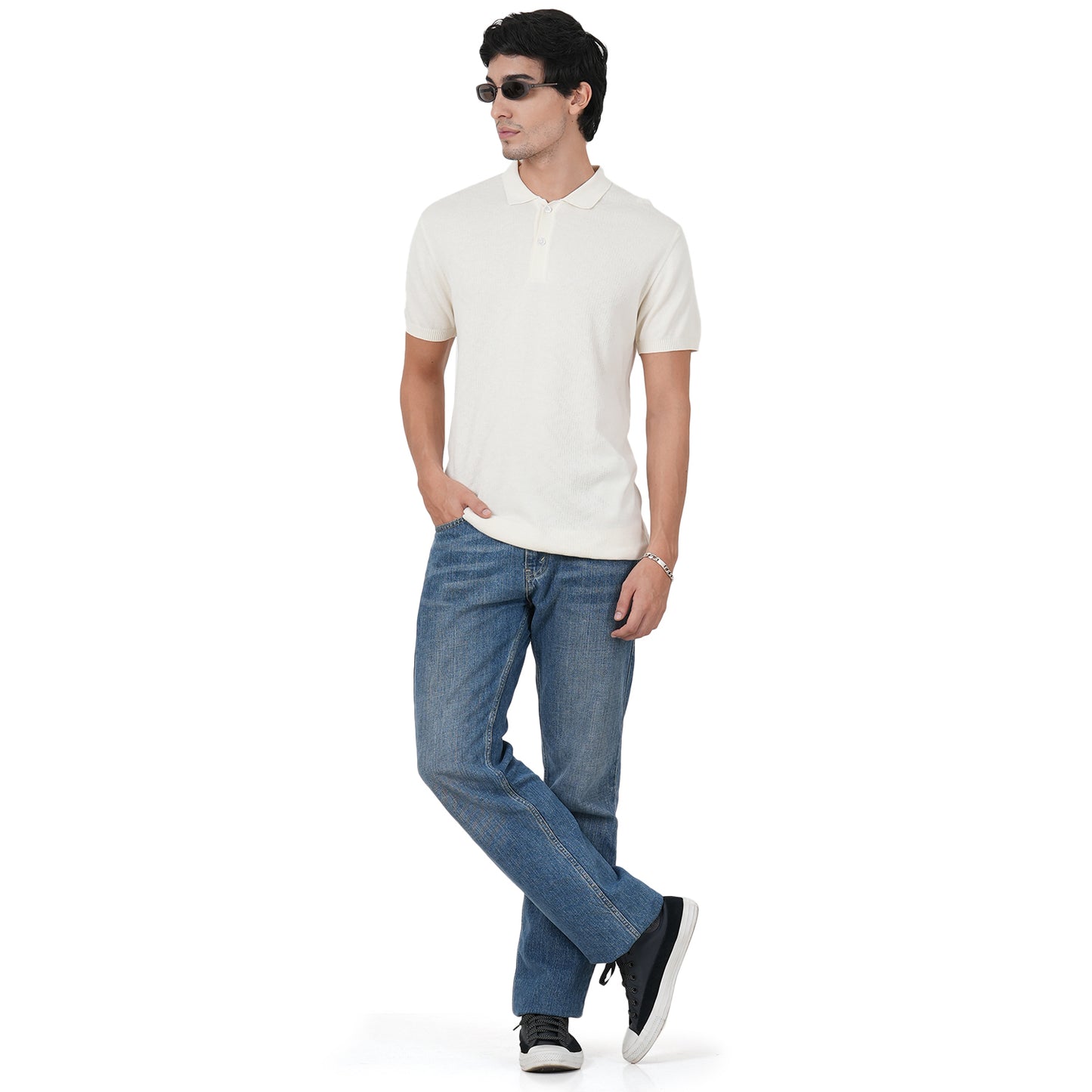 Men Button Polo Neck Pure Cotton