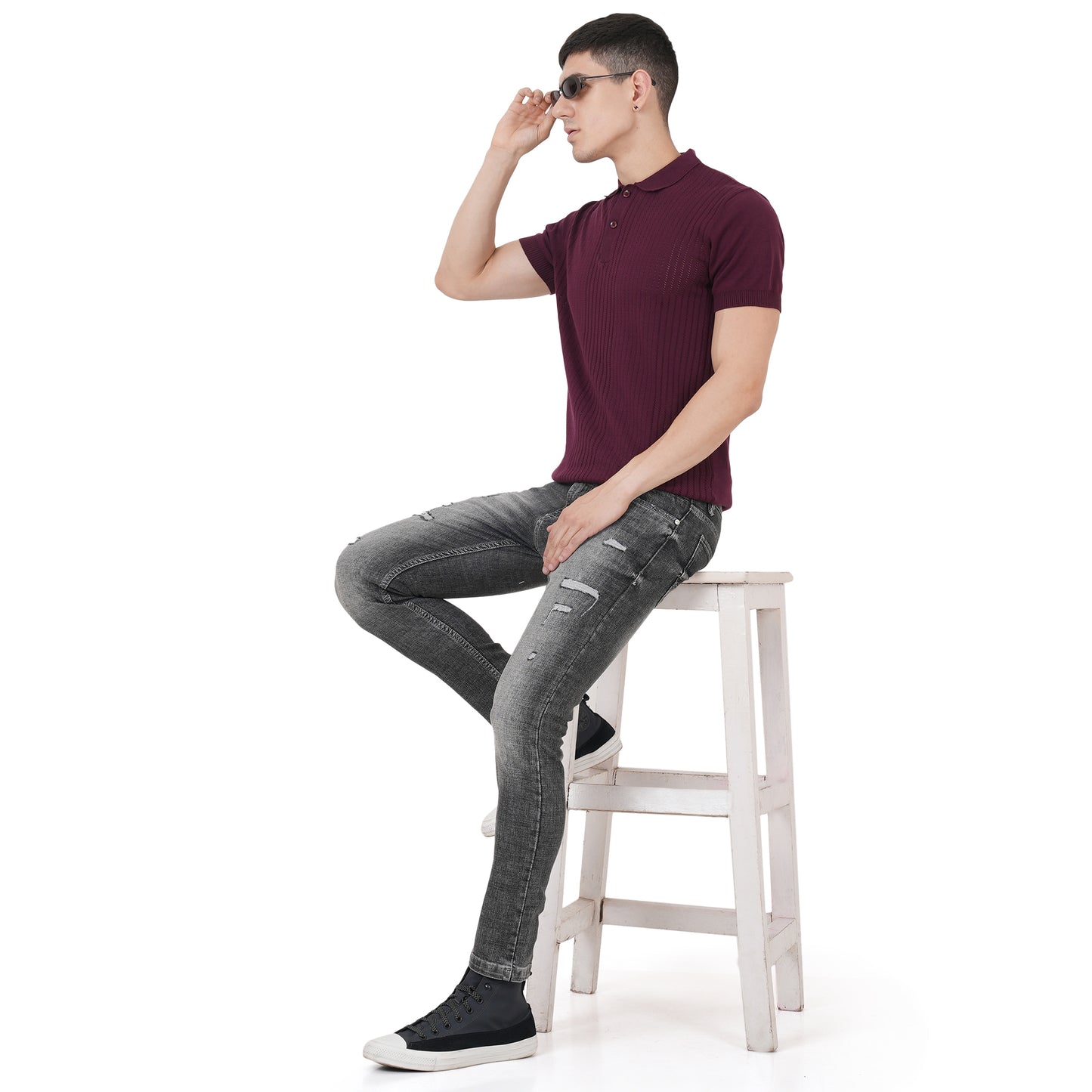 Men Button Polo Neck Pure Cotton