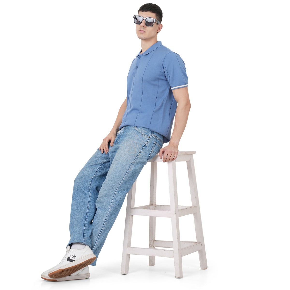 Men Button Polo Neck Pure Cotton