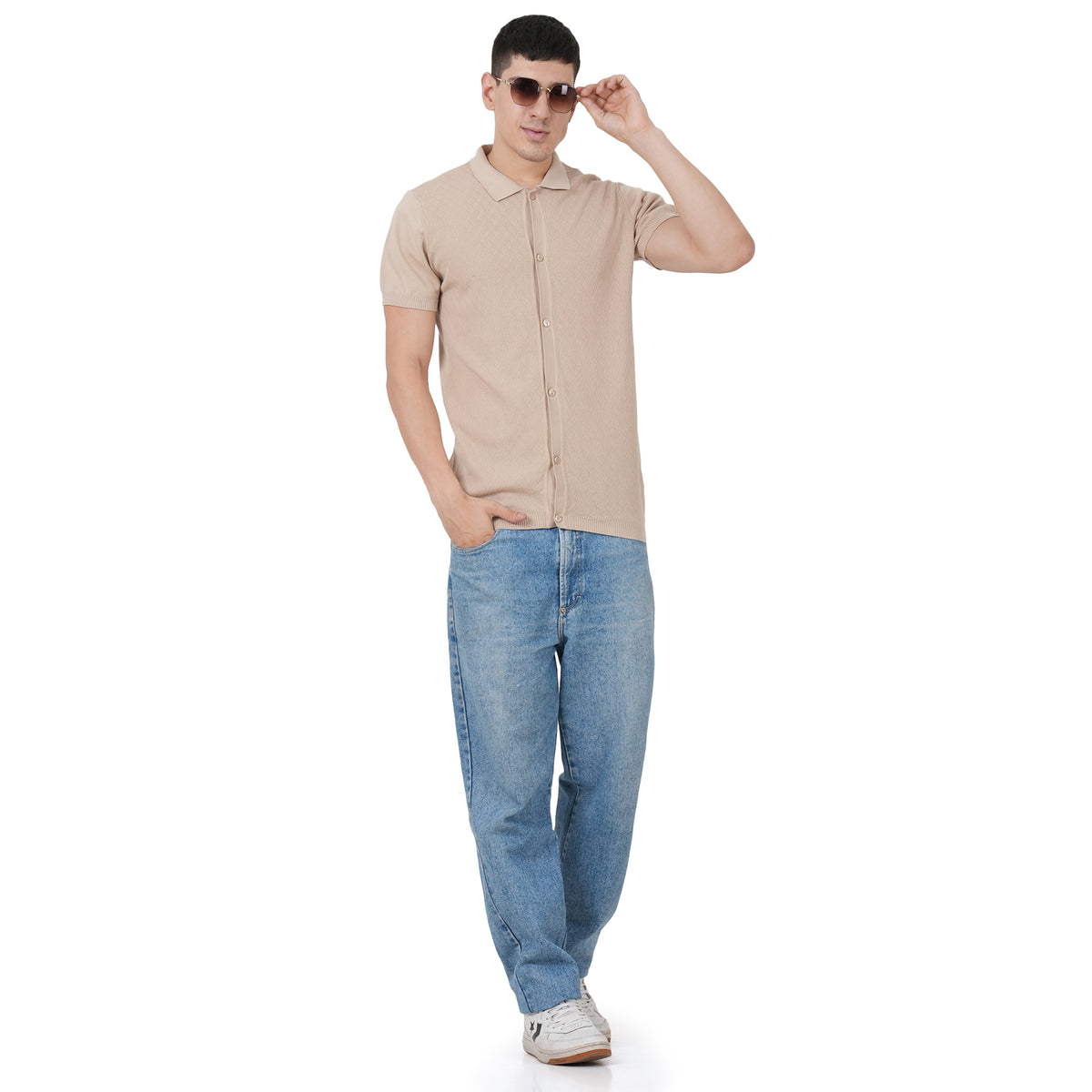 Men Button Polo Neck Pure Cotton