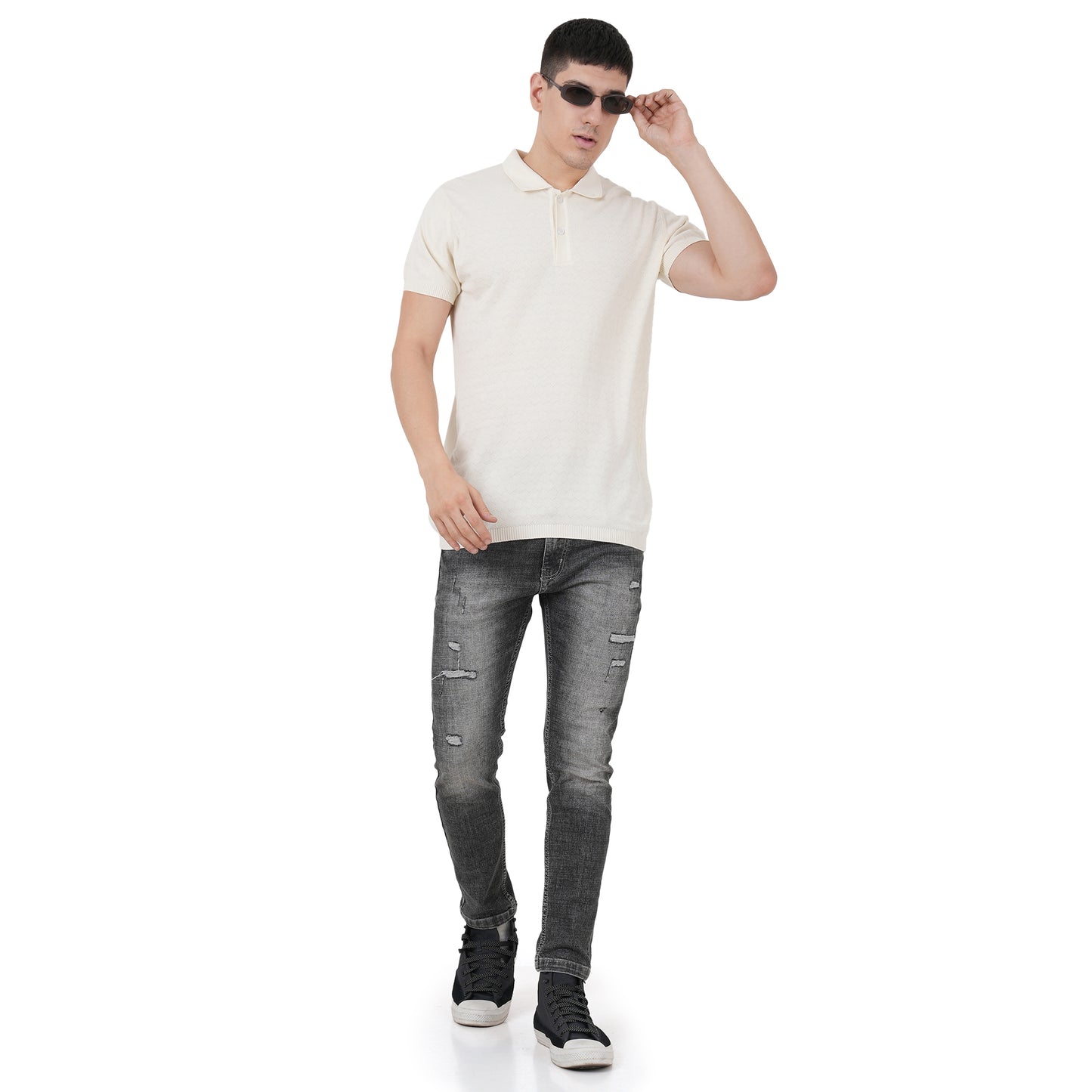 Men Button Polo Neck Pure Cotton