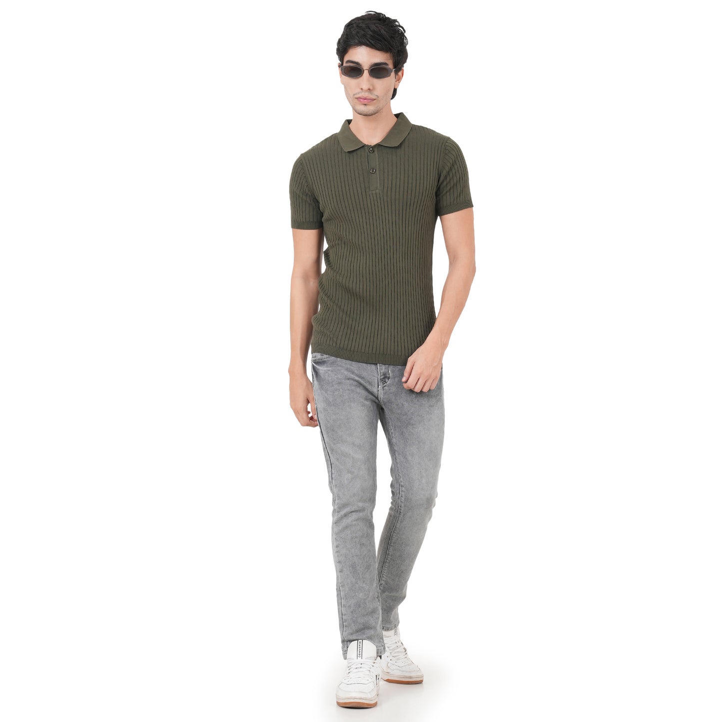 Men Button Polo Neck Pure Cotton