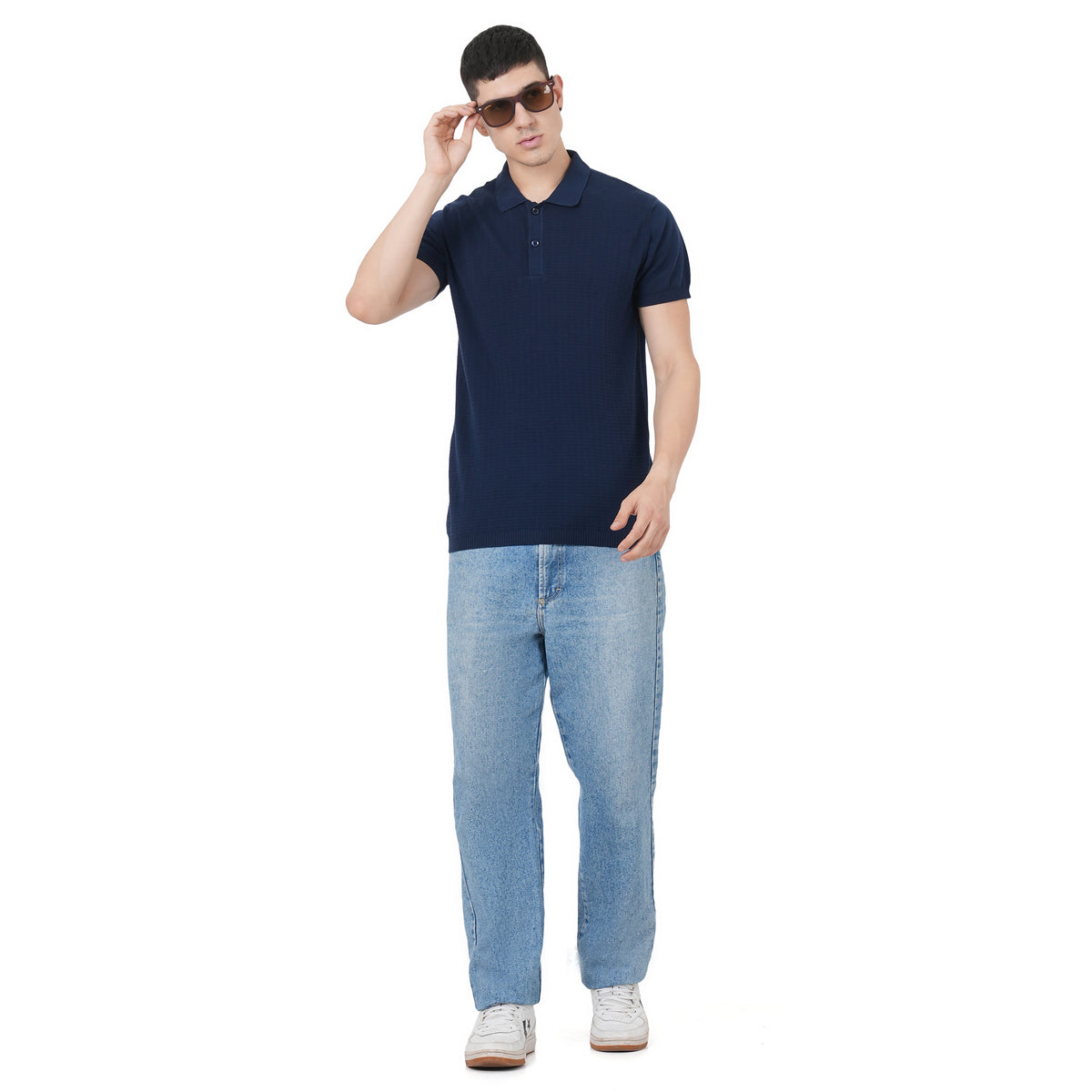 Men Button Polo Neck Pure Cotton