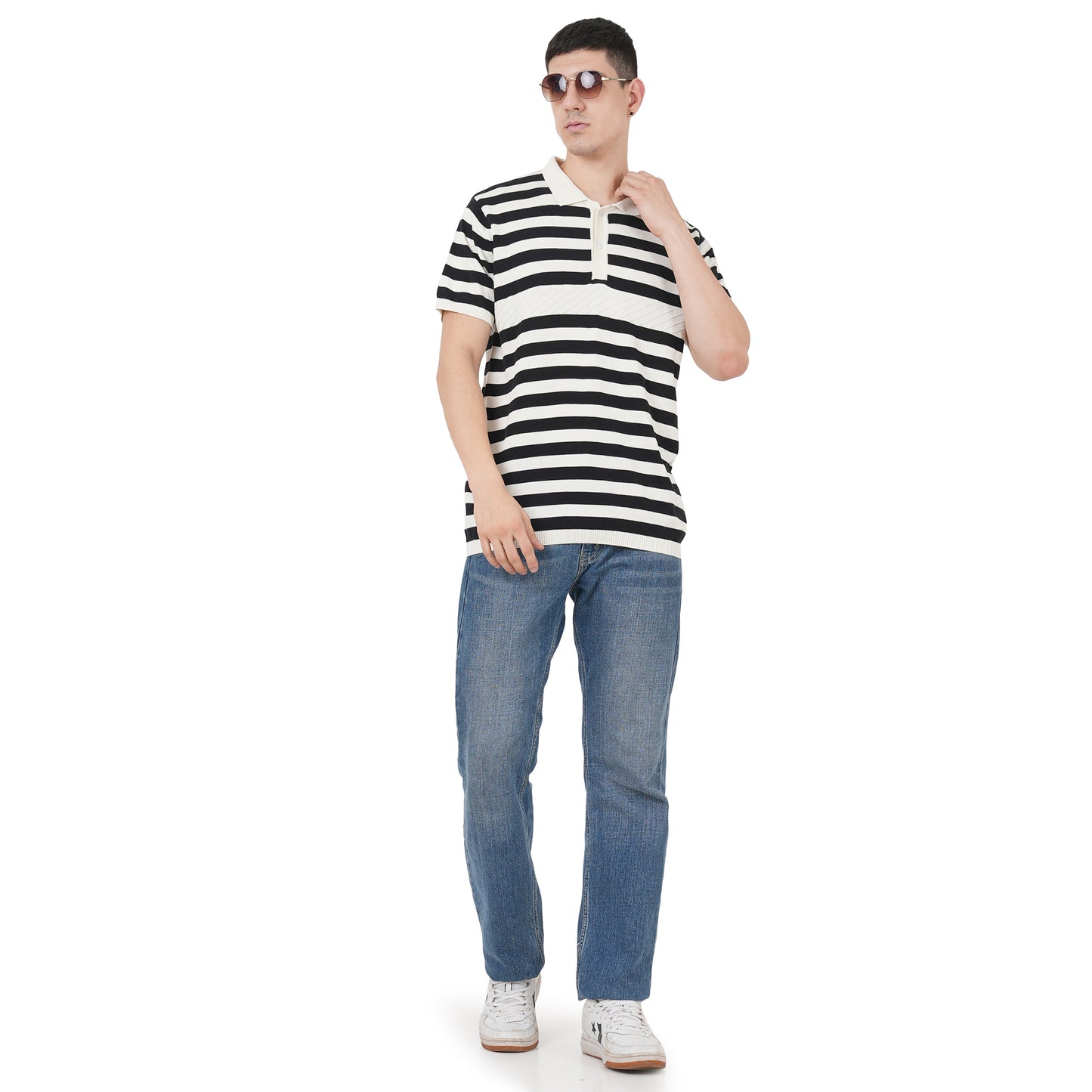 Men Button Polo Neck Pure Cotton