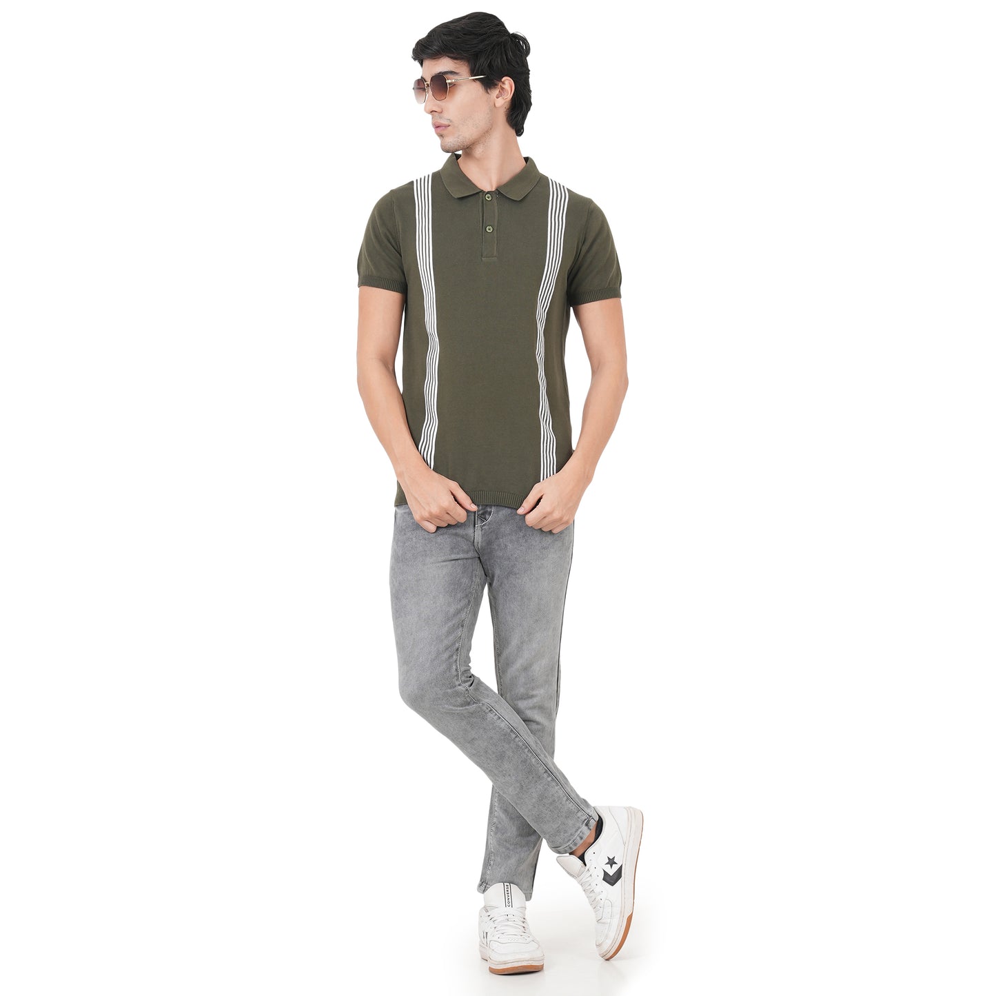 Men Button Polo Neck Pure Cotton