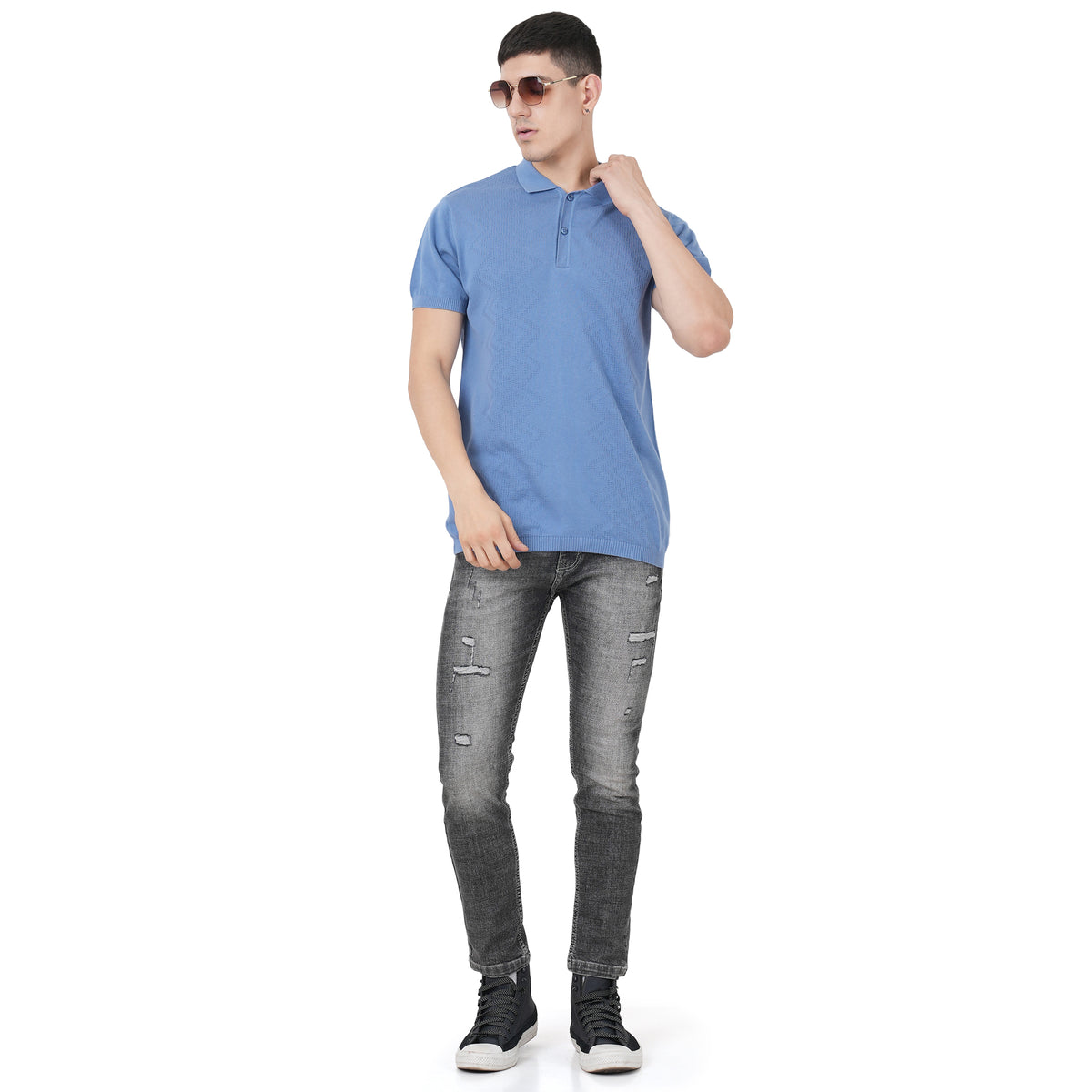 Men Button Polo Neck Pure Cotton