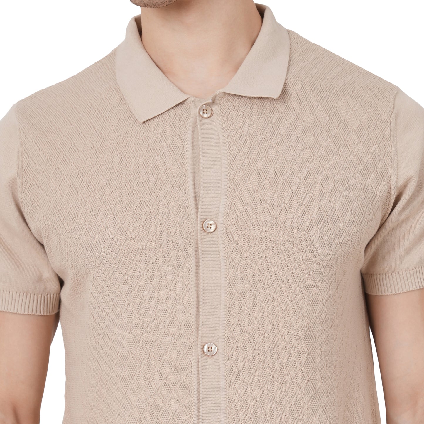 Men Button Polo Neck Pure Cotton