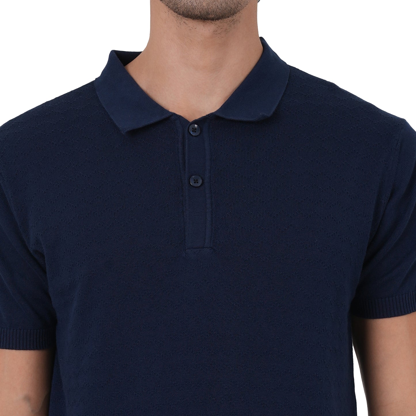 Men Button Polo Neck Pure Cotton