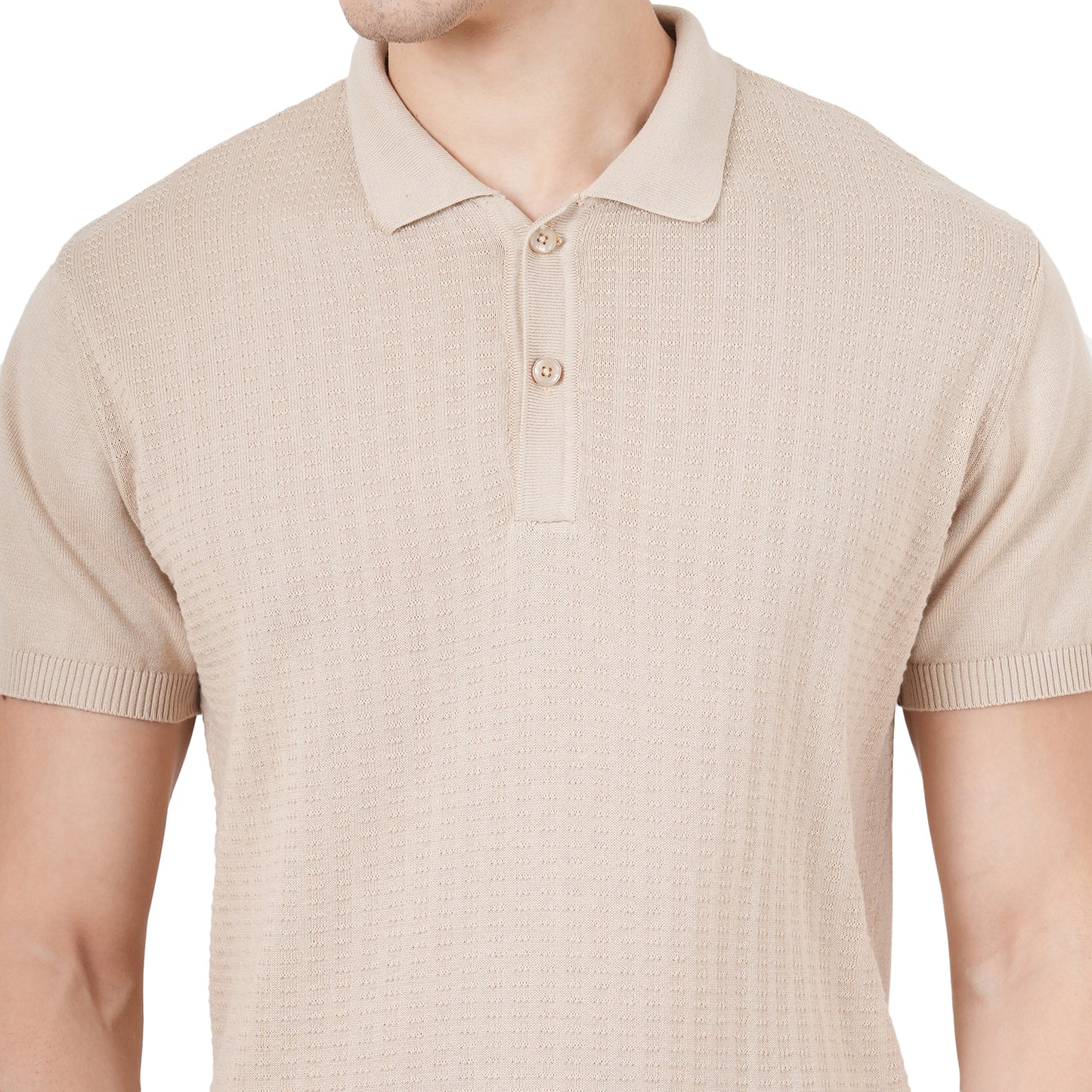 Men Button Polo Neck Pure Cotton