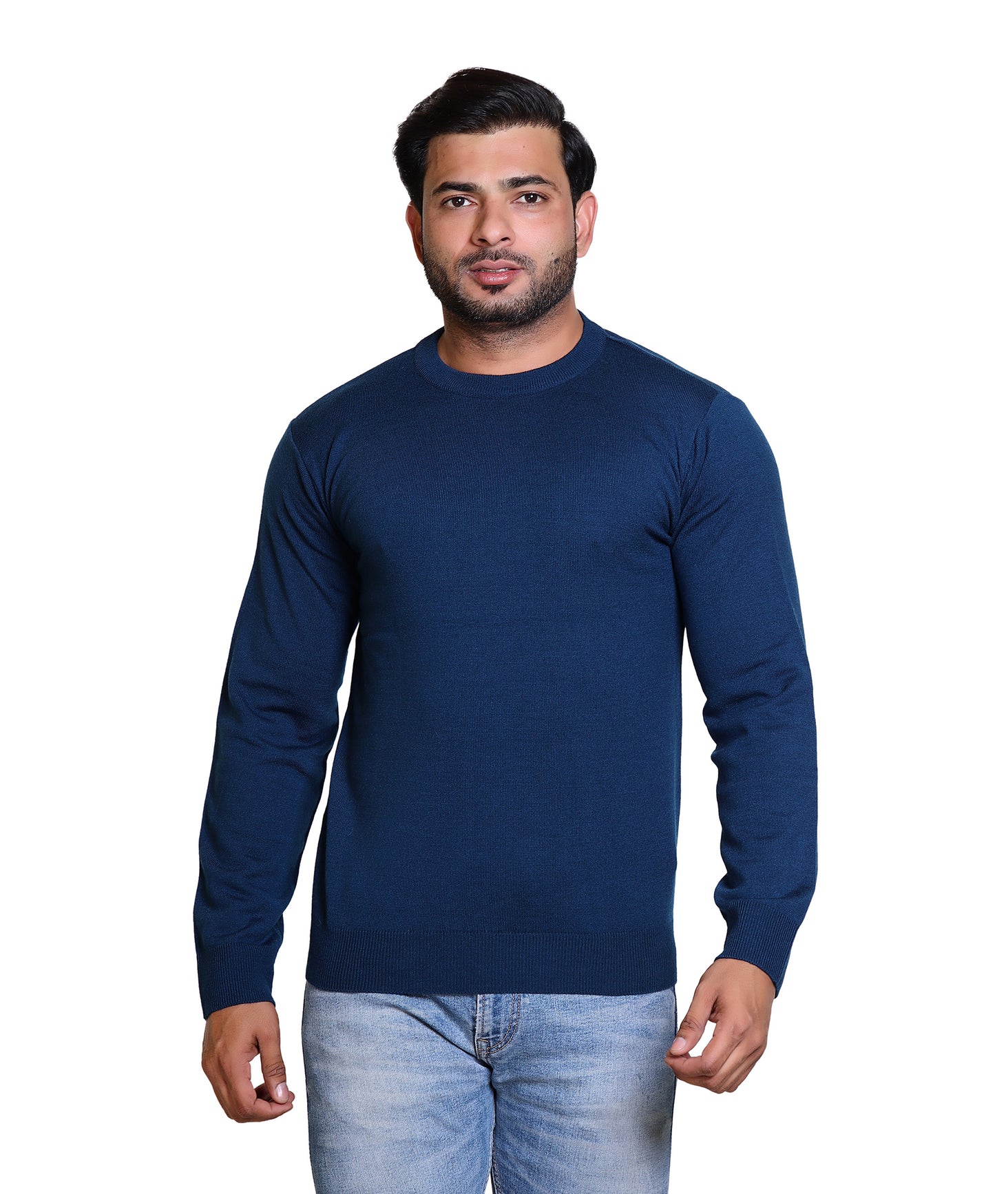 Men's Solid Round Neck Nevy Sweater