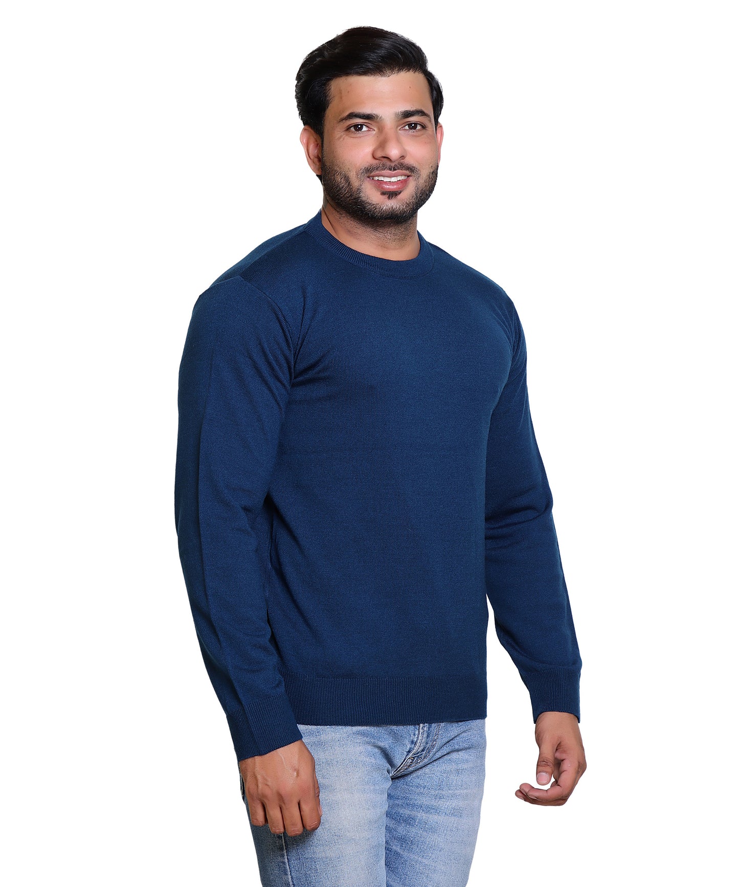 Men's Solid Round Neck Nevy Sweater