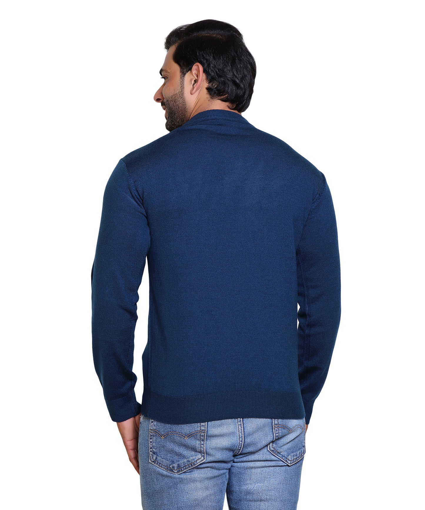 Men's Solid Round Neck Nevy Sweater