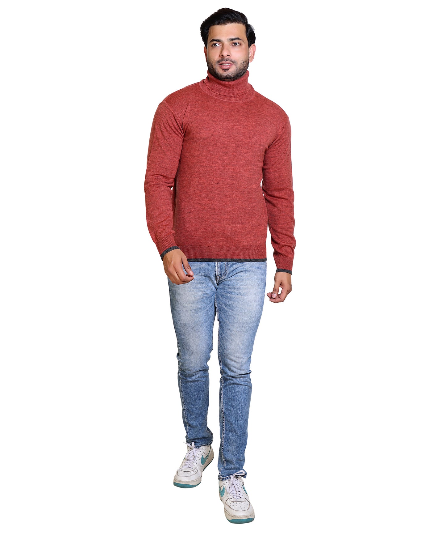 Men's Highneck Rust Sweater