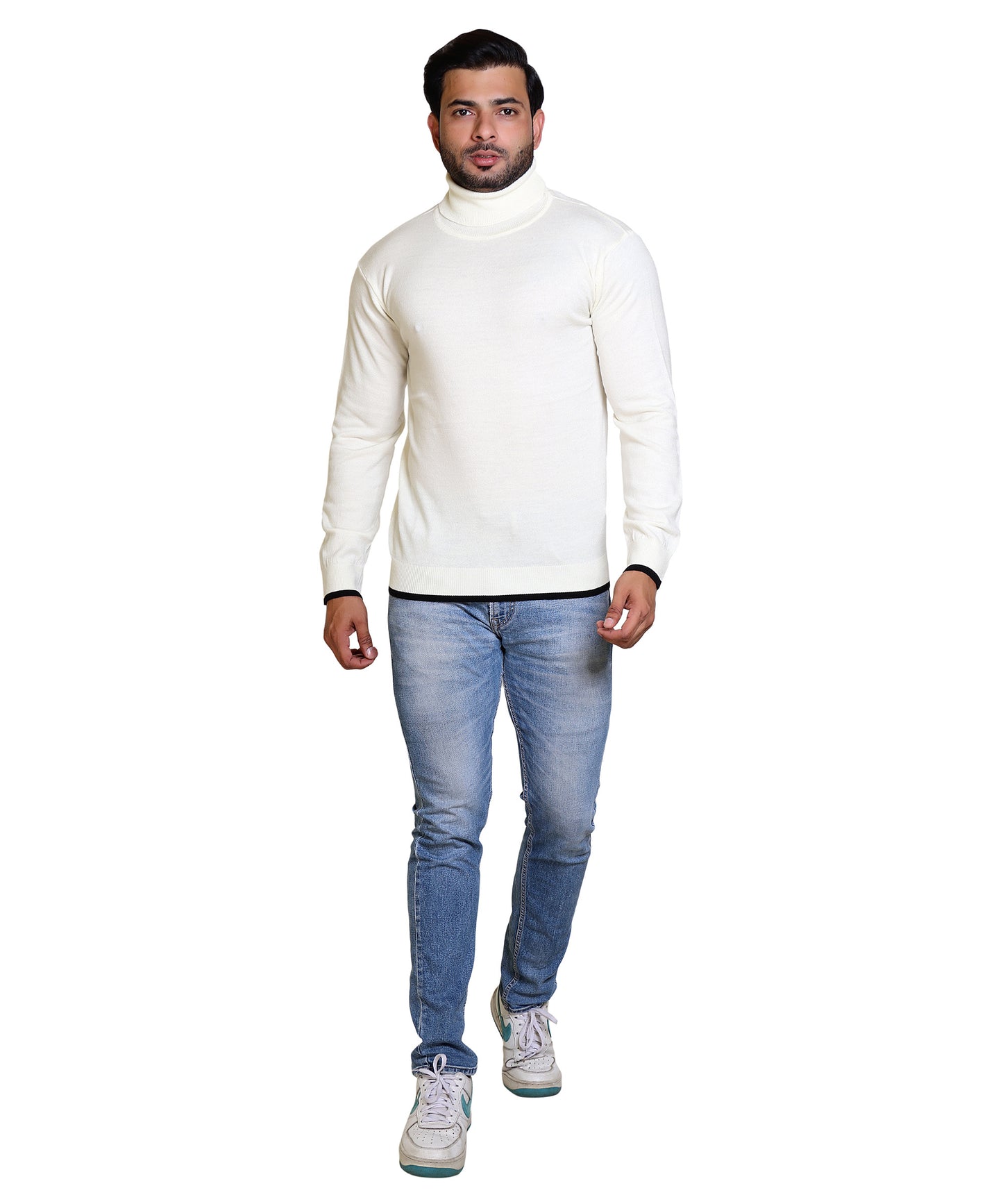 Men's Highneck White Sweater