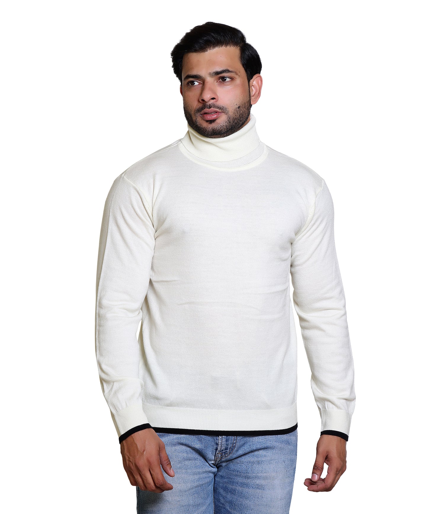 Men's Highneck White Sweater