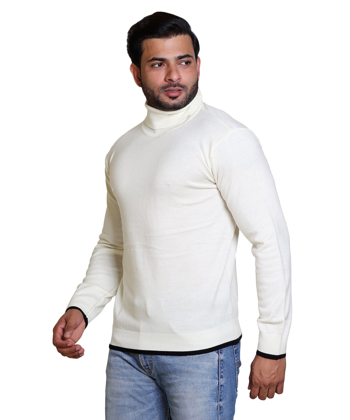 Men's Highneck White Sweater