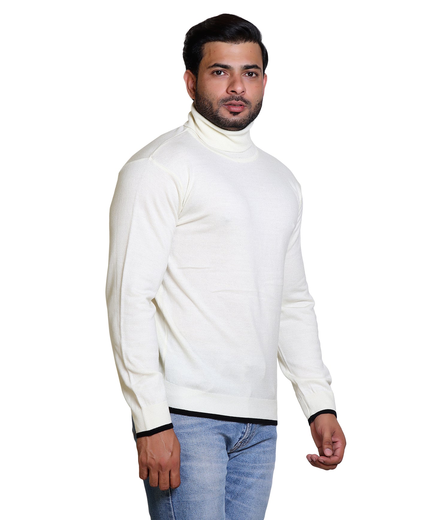 Men's Highneck White Sweater
