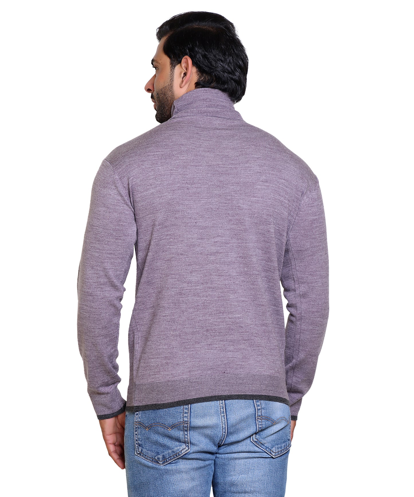 Men's Solid HighNeck mauve Sweater