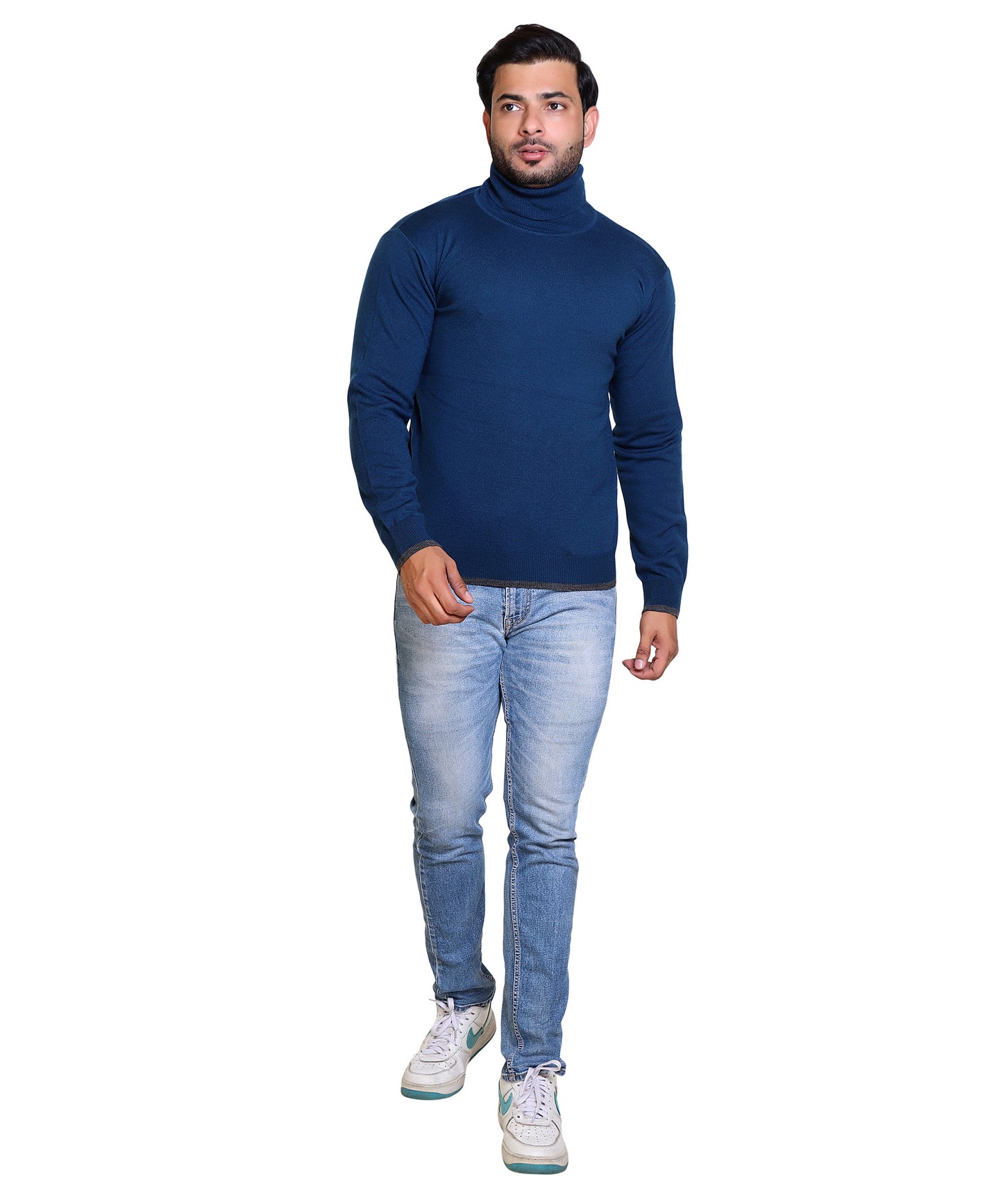Men's Highneck Navy Blue Sweater