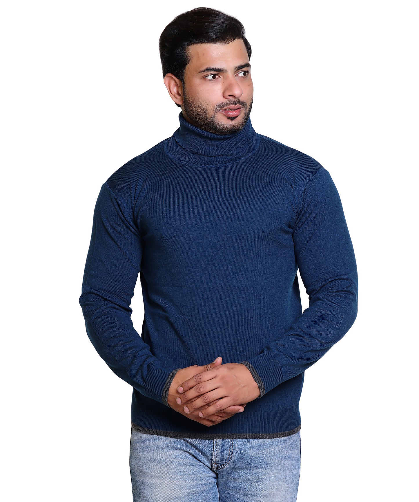 Men's Highneck Navy Blue Sweater