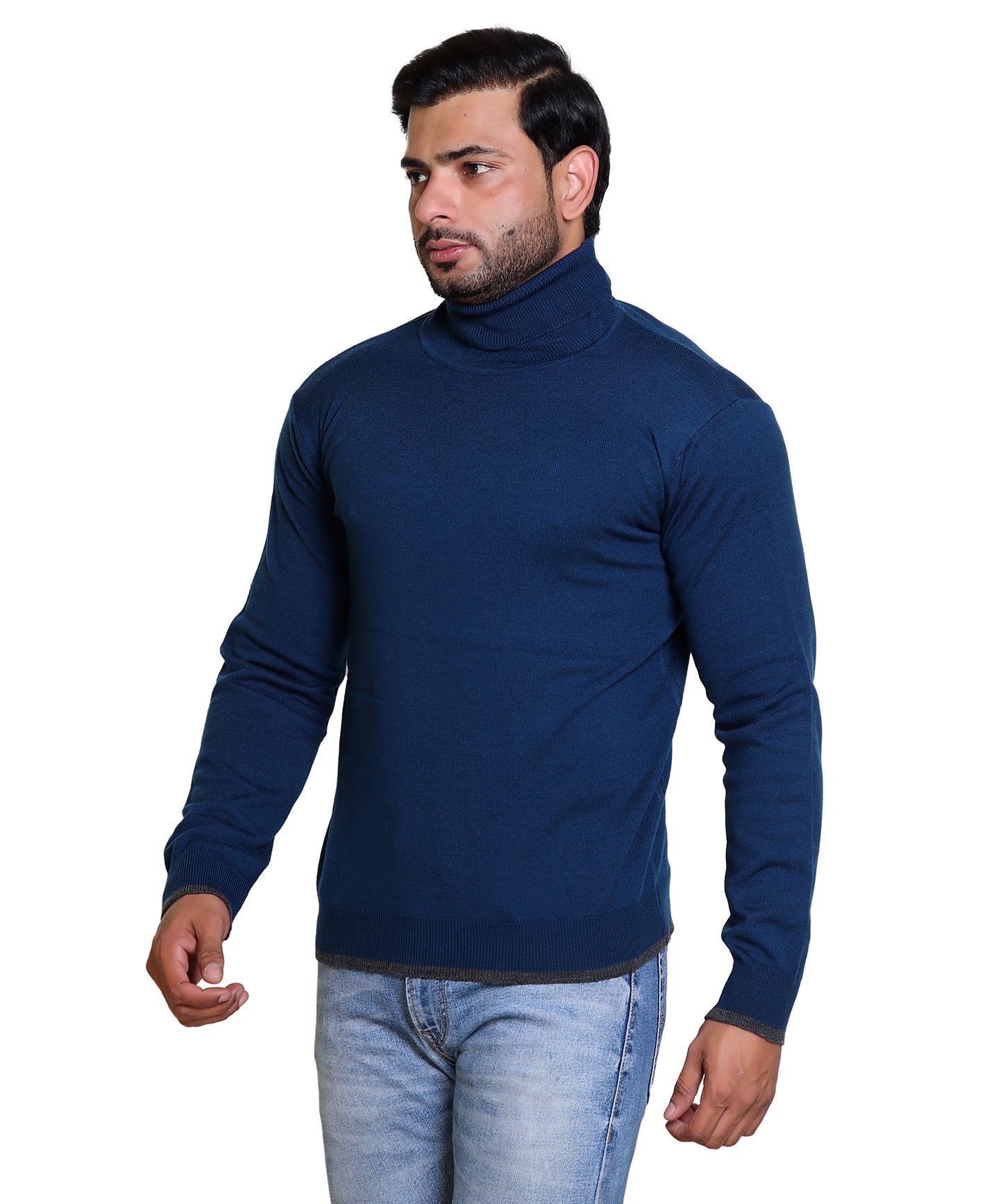 Men's Highneck Navy Blue Sweater