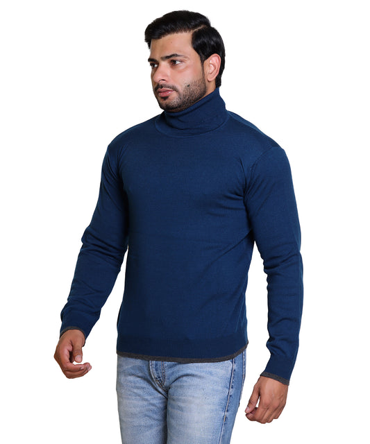 Men's Highneck Navy Blue Sweater