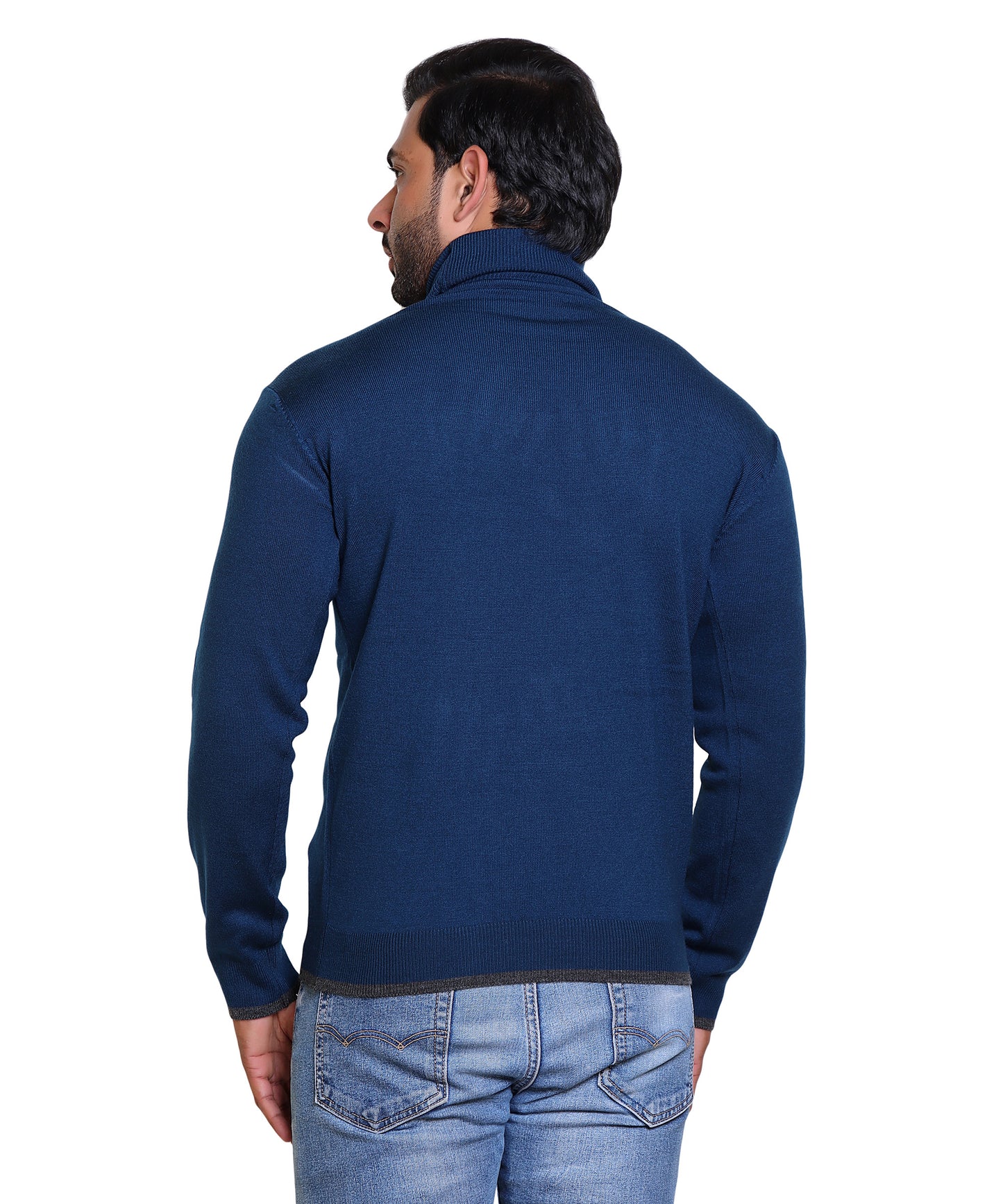 Men's Highneck Navy Blue Sweater